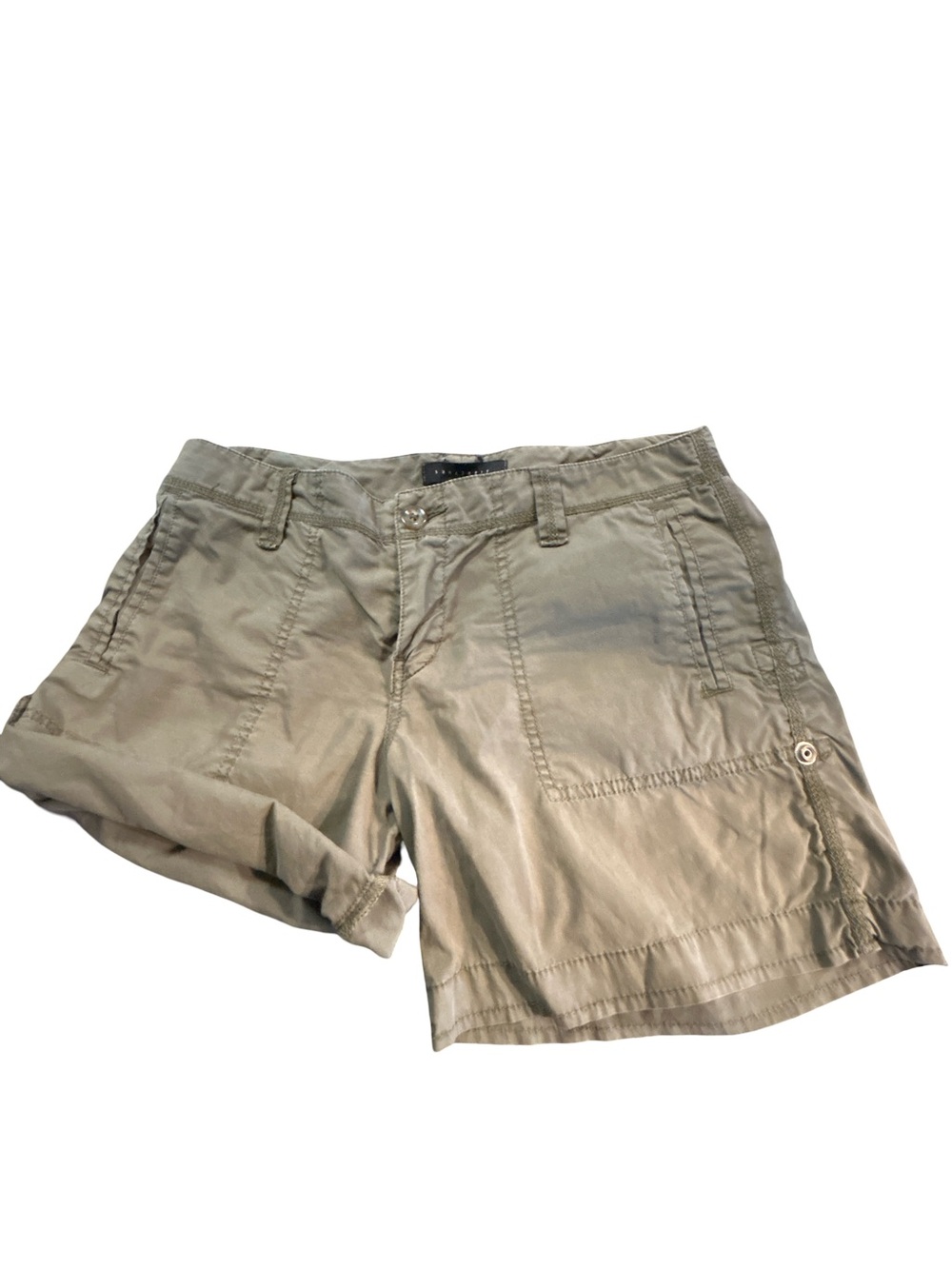 Sanctuary Olive Green Safari Gorpcore Cargo Shorts Roll Up Cuff Stretch Size 26